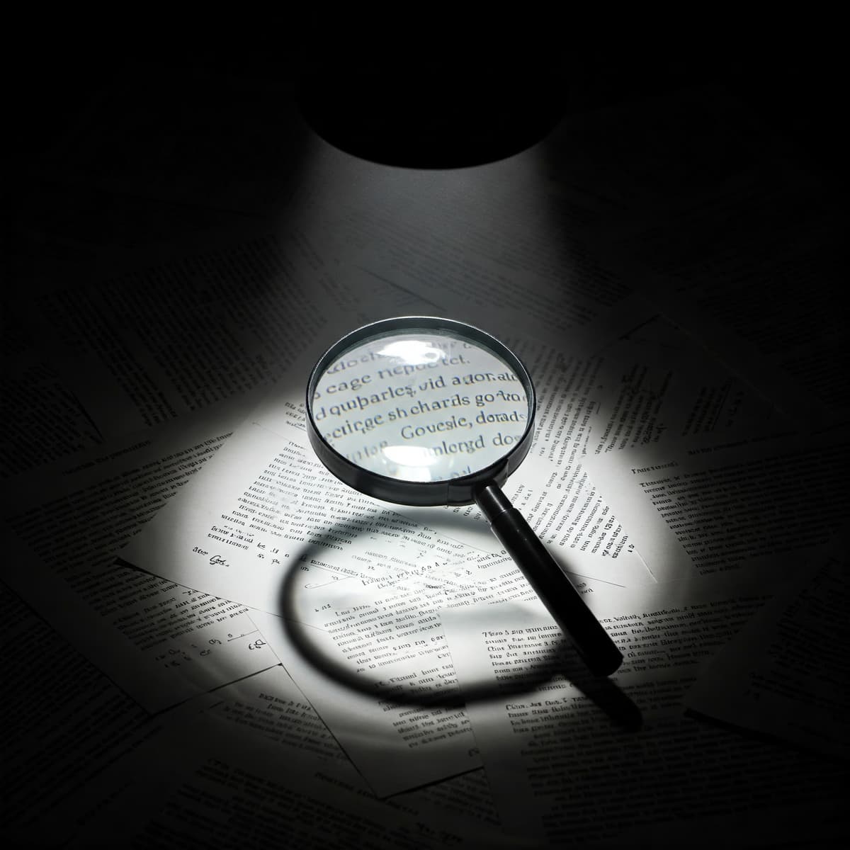 Magnifying glass on legal document